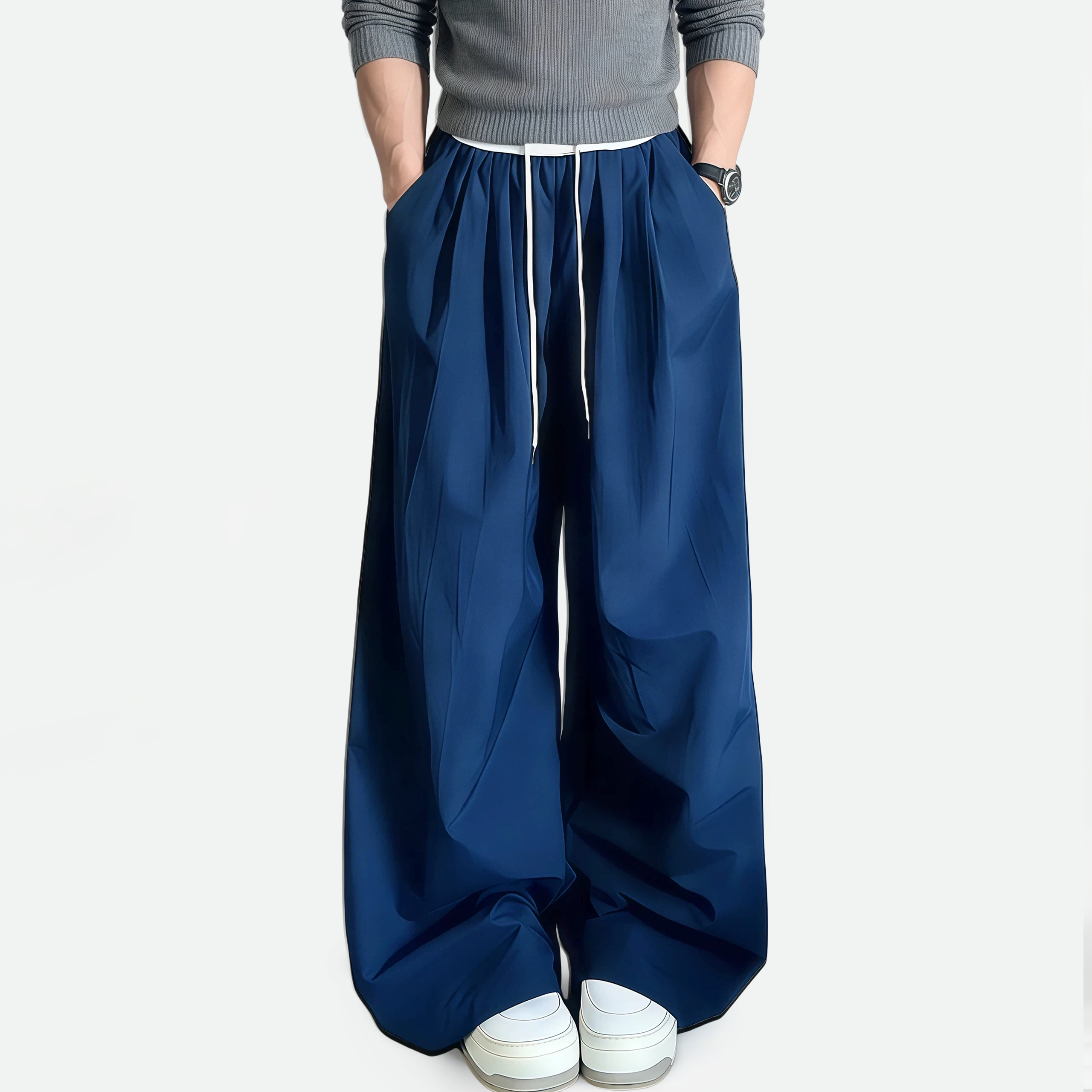 TAHIMIK Sports Pants For Men Wide Leg Mens Baggy Pants Unisex Korean Lazy Style Casual Pants