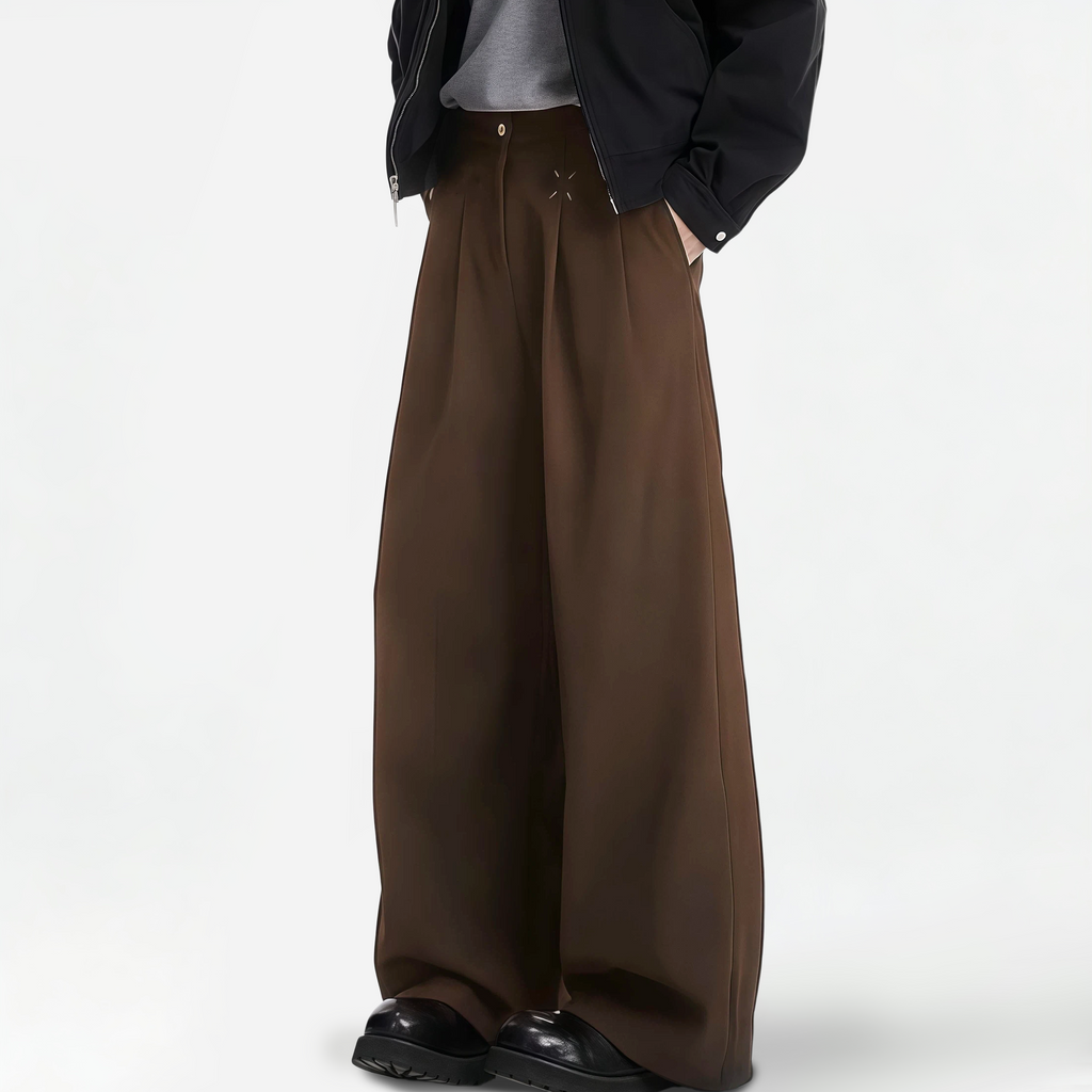 TAHIMIK Wide Leg Casual Pants For Men Korean Trousers Mens Straight Flared Pants