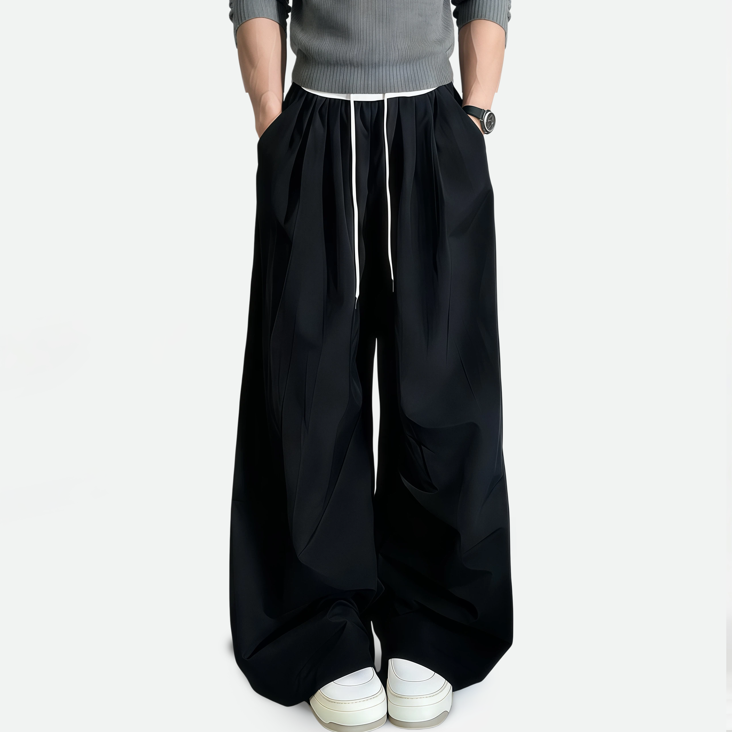 TAHIMIK Sports Pants For Men Wide Leg Mens Baggy Pants Unisex Korean Lazy Style Casual Pants