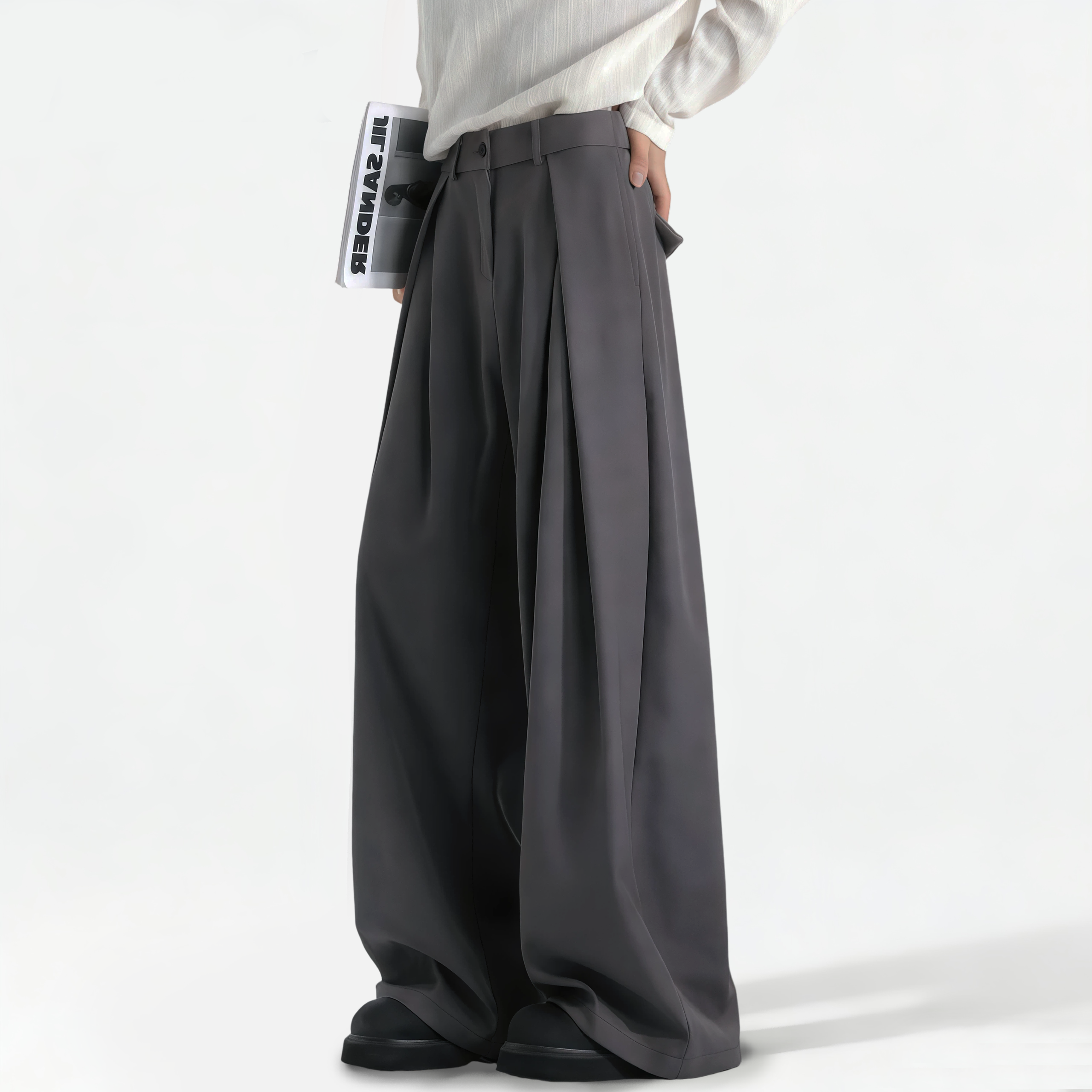 TAHIMIK Baggy Suit Pants For Men Wide Leg Pants Korean Style Trousers Mens Casual Pants Unisex