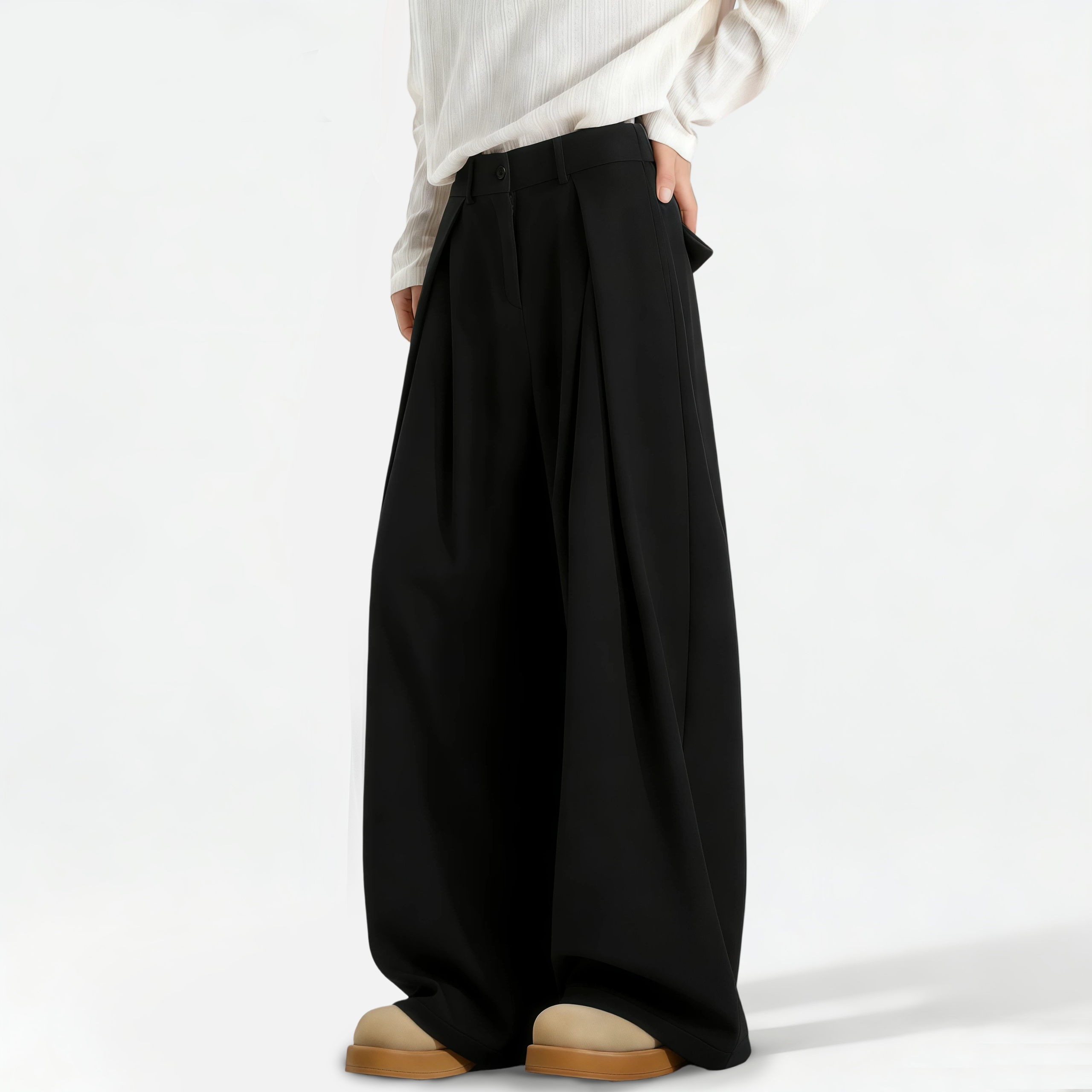 TAHIMIK Baggy Suit Pants For Men Wide Leg Pants Korean Style Trousers Mens Casual Pants Unisex