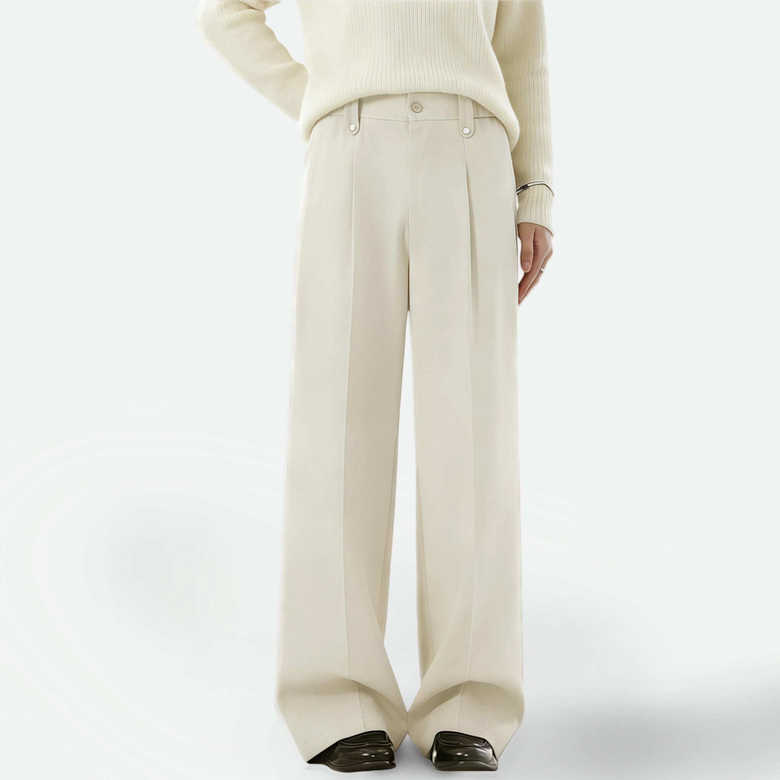 TAHIMIK Korean Suit Pants For Men Casual Pants Straight Formal Pants Mens Studded Trousers Menswear