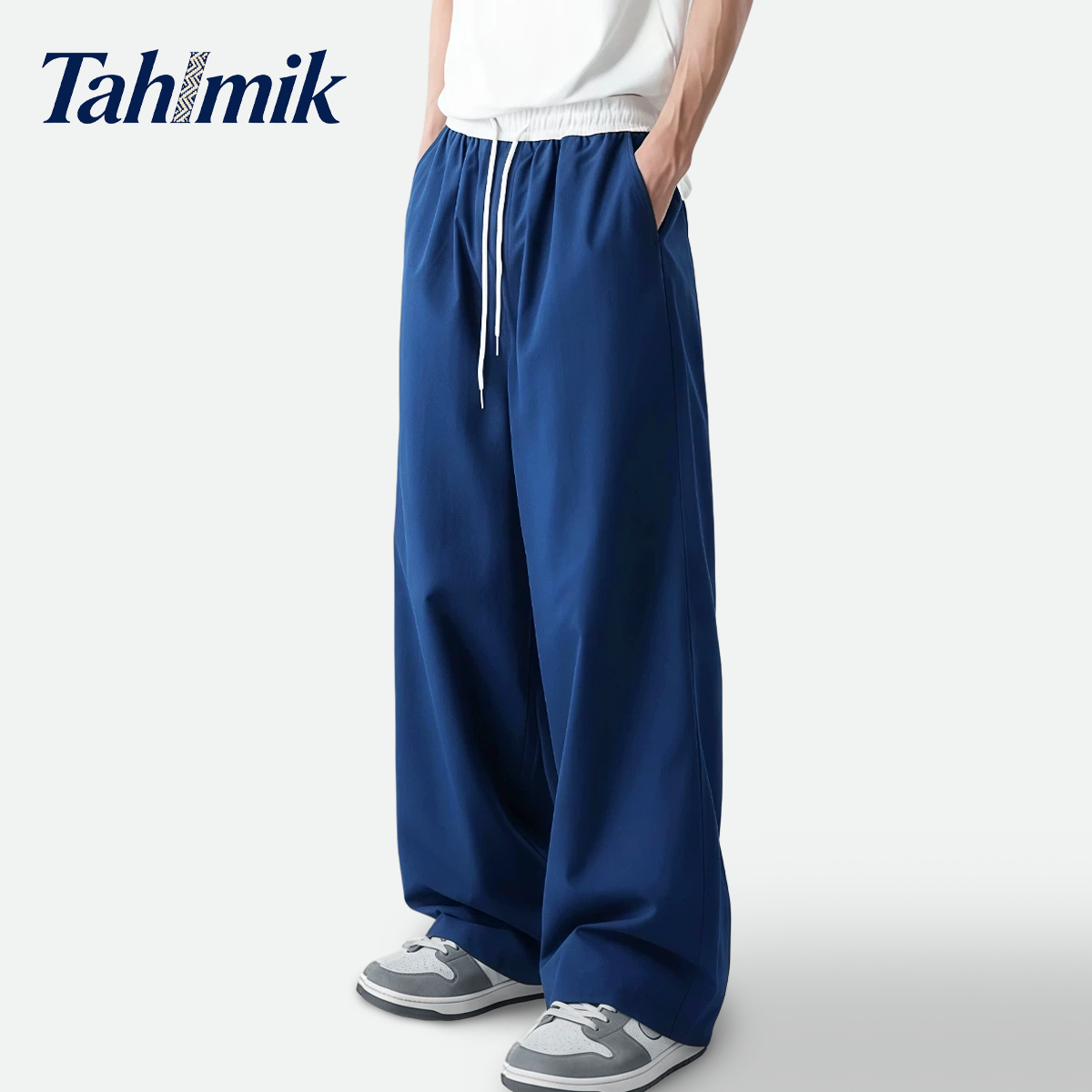 TAHIMIK Sports Pants For Men Wide Leg Mens Baggy Pants Unisex Korean Lazy Style Casual Pants