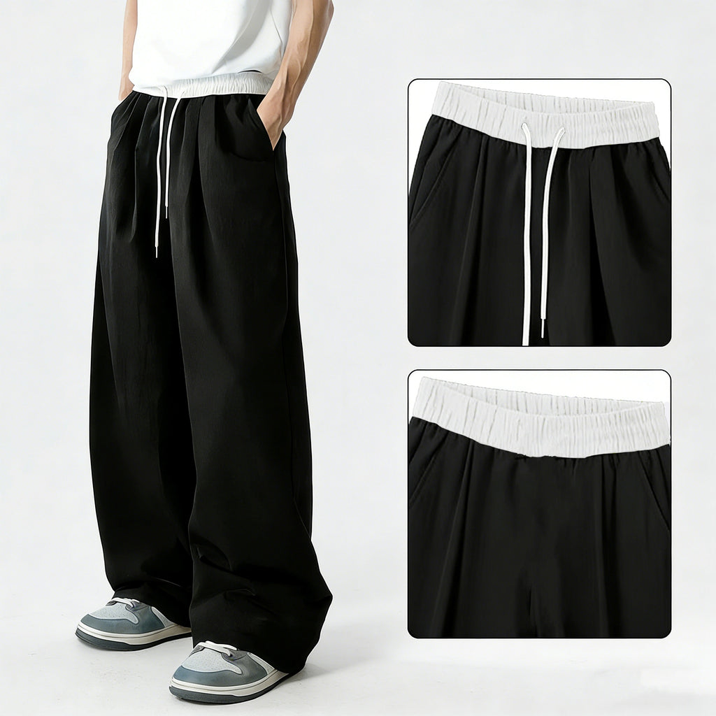 TAHIMIK Sports Pants For Men Wide Leg Mens Baggy Pants Unisex Korean Lazy Style Casual Pants