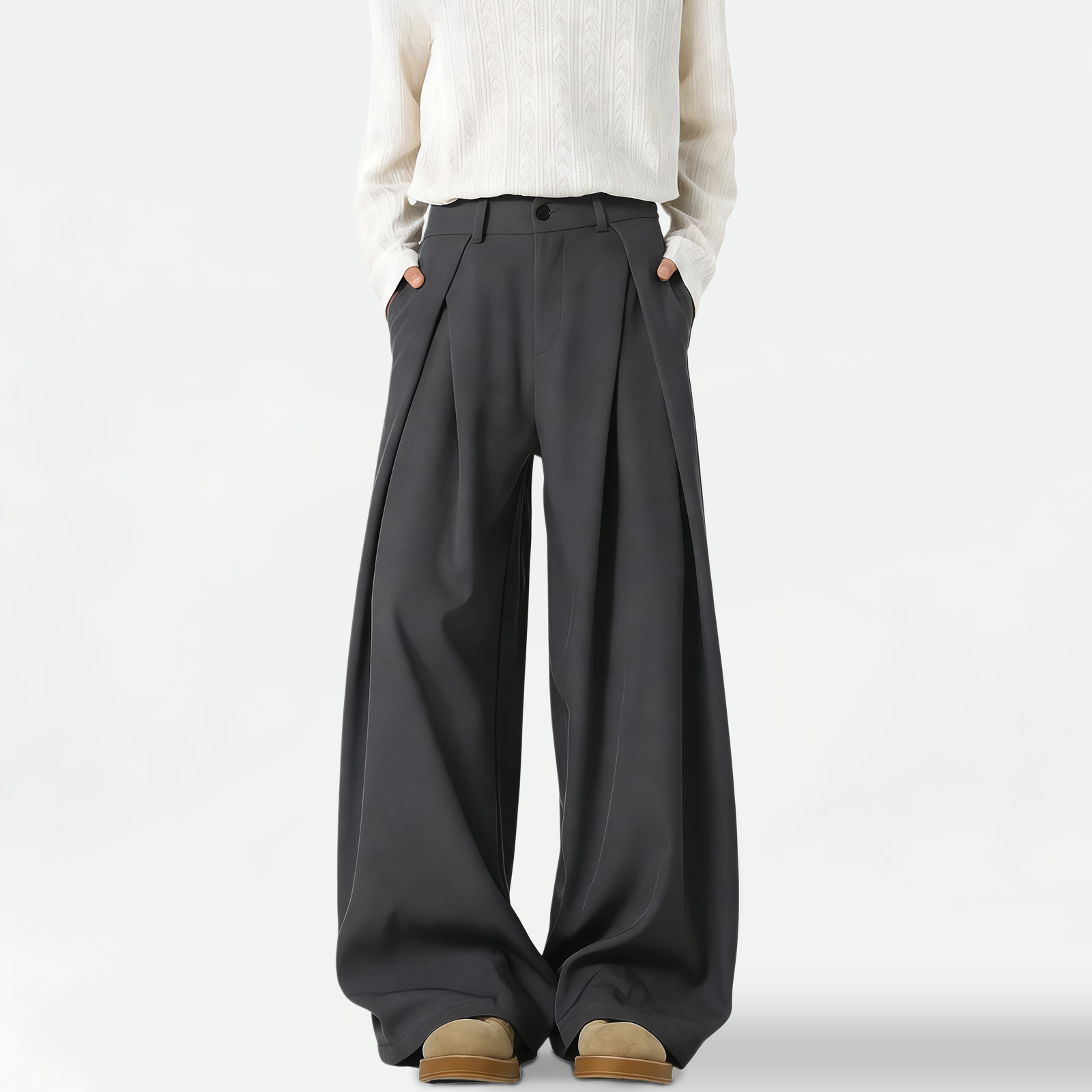 TAHIMIK Baggy Suit Pants For Men Wide Leg Pants Korean Style Trousers Mens Casual Pants Unisex