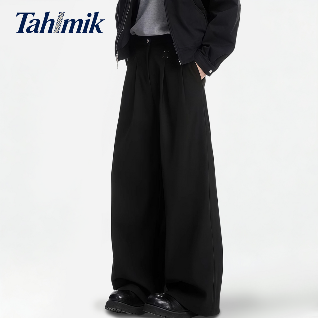 TAHIMIK Wide Leg Casual Pants For Men Korean Trousers Mens Straight Flared Pants