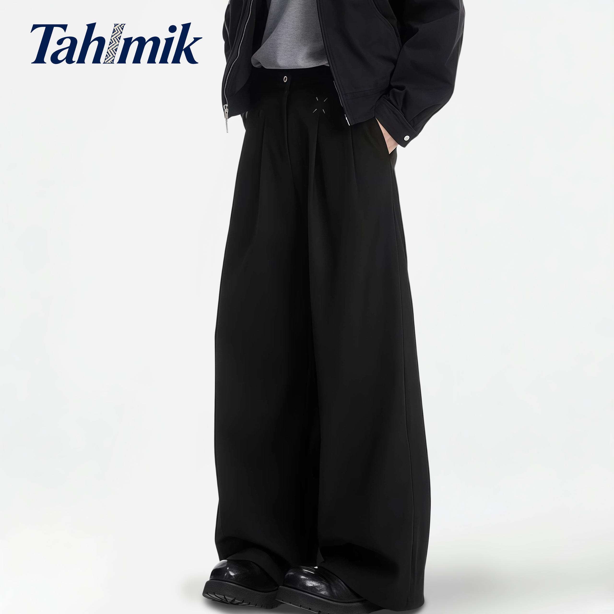 TAHIMIK Wide Leg Casual Pants For Men Korean Trousers Mens Straight Flared Pants