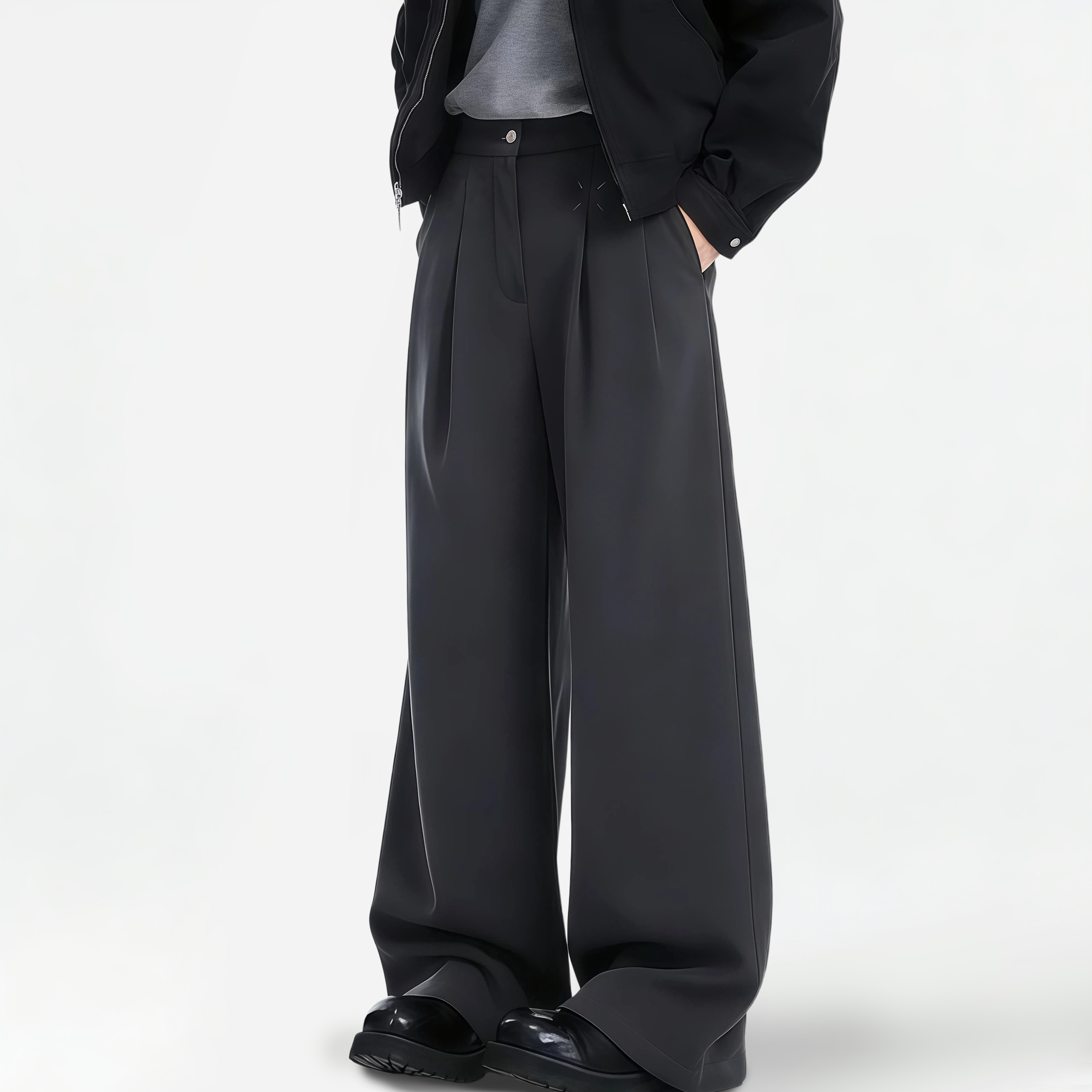 TAHIMIK Wide Leg Casual Pants For Men Korean Trousers Mens Straight Flared Pants